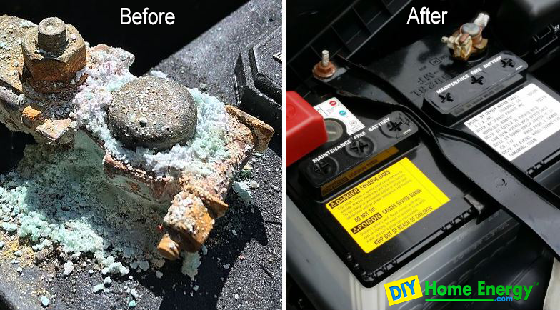 Before and After Cleaning Battery Terminals